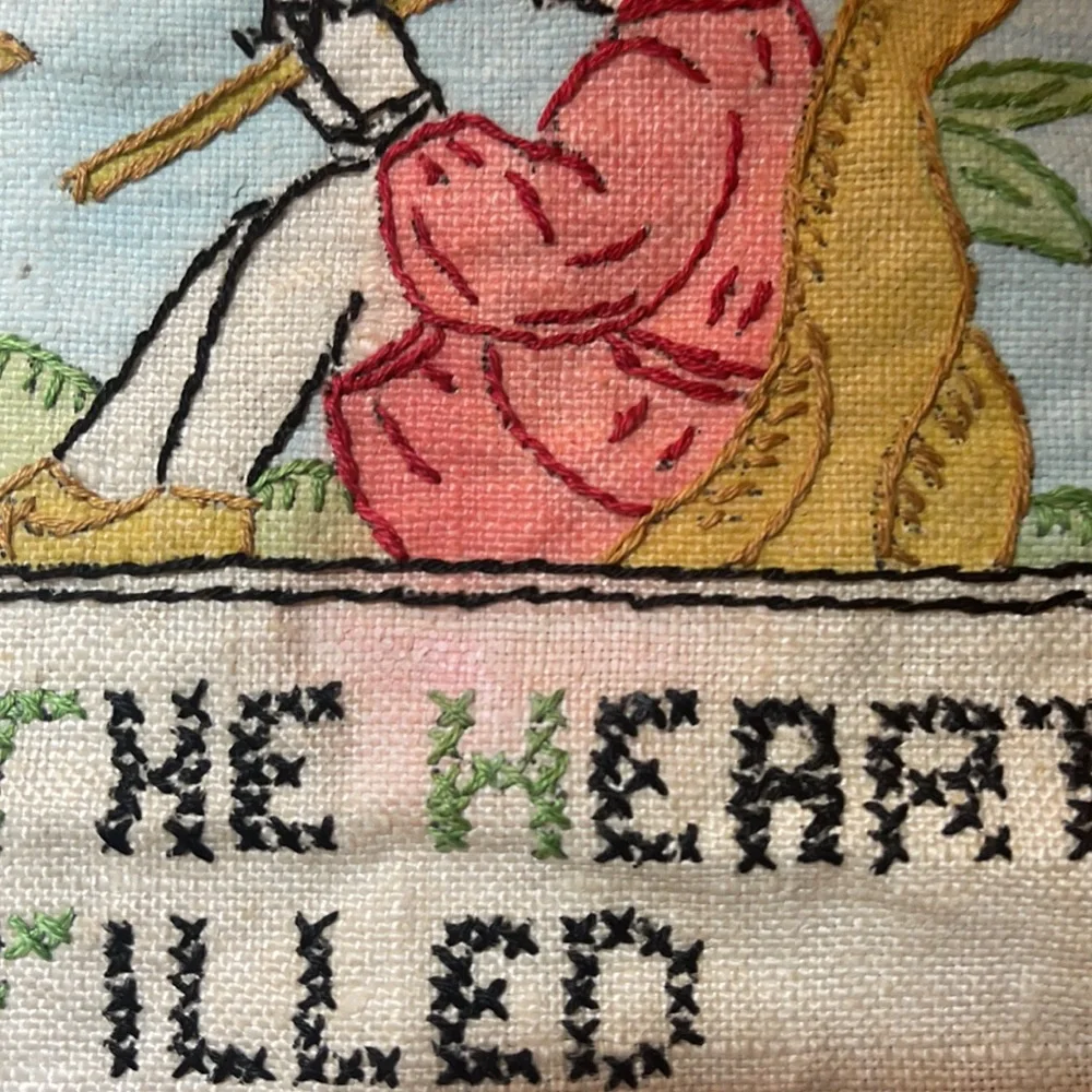 Handmade vintage cross stitch tapestry not framed